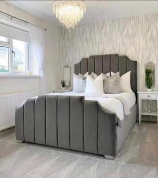 Silver Grey Design Of Darcie Deco Panel Bed Frame Bespoke Range