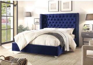 royal blue Limited edition of Myrah Curved Wingback Bed Frame
