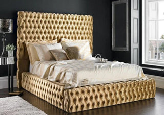 New Style Golden Color Duchess Ambassador Chesterfield Fully Upholstered Bed Frame