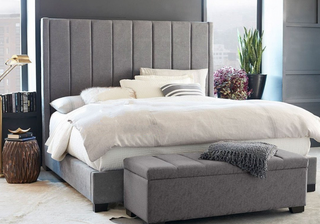 new style Noah Lined Upholstered Wingback Bed Frame