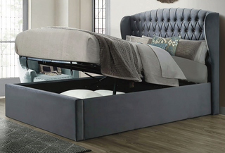 custom storage design for Milan Grand Chesterfield Wingback Bed Frame