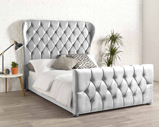 limited edition shine silver design Christina Deluxe Wingback Bed Frame