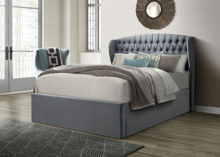 new Simple light blue design Milan Grand Chesterfield Wingback Bed Frame