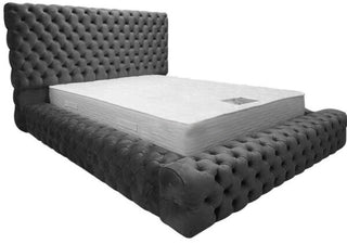 Lola Ambassador Dark Grey Color Chesterfield Fully Upholstered Bed Frame