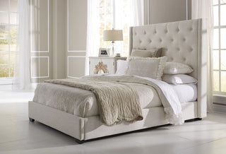 designed white style Emma Wingback Bed Frame 