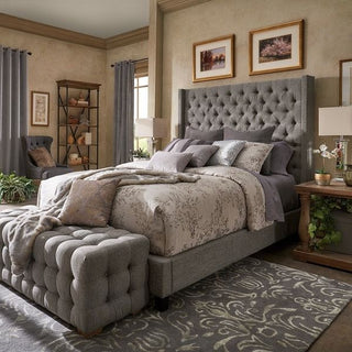 new Special grey design Alexia Wingback Bed Frame