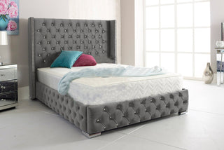 Grey Design Of Coco Chesterfield Wingback Bed Frame Bespoke Range